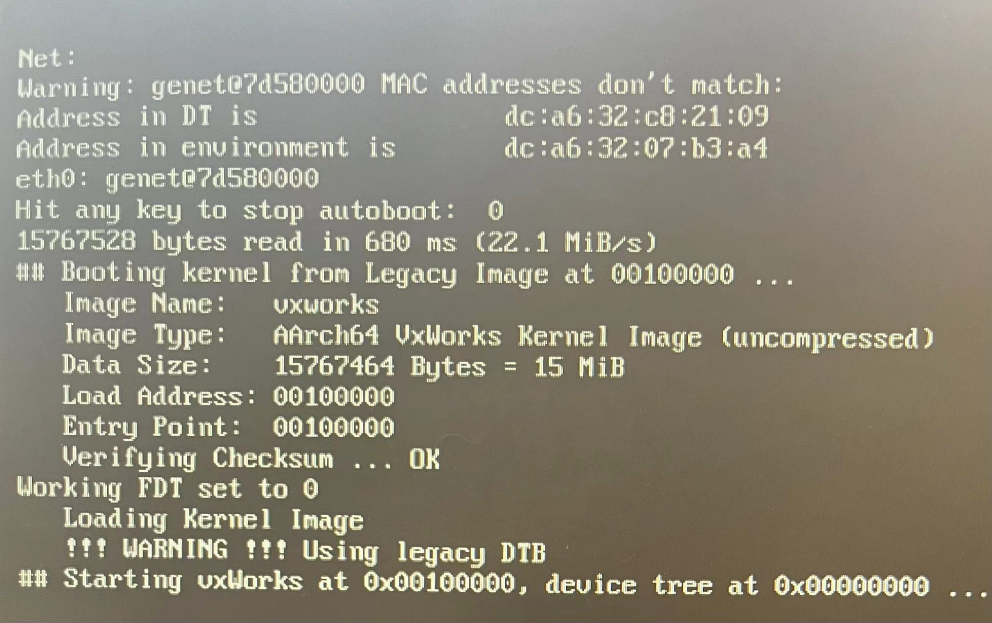 Starting VxWorks Kernel Image